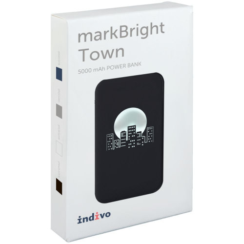 Аккумулятор с подсветкой markBright Town, 5000 мАч, серый