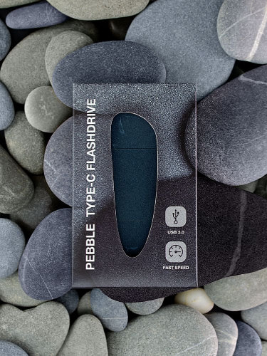 Флешка Pebble Type-C, USB 3.0, серо-синяя, 32 Гб